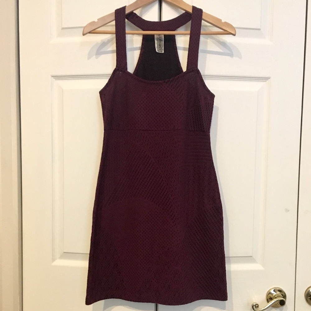 Free People Red Burgundy Crochet Mini Dress Size S